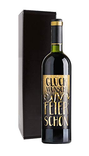 Wein-Geschenk Glückwunsch, feier schön mit Rotwein von Bull & Bear