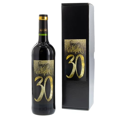 Bull & Bear Wein-Geschenk"Happy Birthday 30", Geschenk zum 30. Geburtstag, Rotwein 14%, Merlot von Bull & Bear