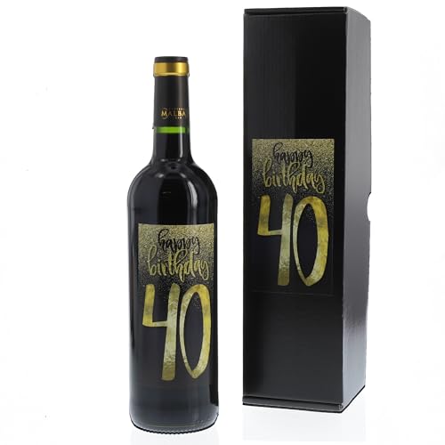 Bull & Bear Wein-Geschenk"Happy Birthday 40", Geschenk zum 40. Geburtstag, Rotwein 14%, Merlot von Bull & Bear