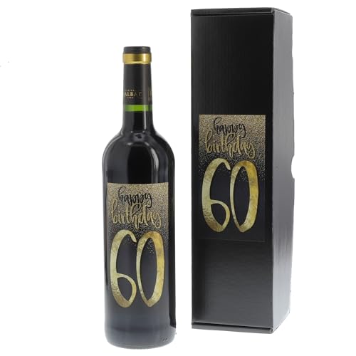 Bull & Bear Wein-Geschenk"Happy Birthday 60", Geschenk zum 60. Geburtstag, Rotwein 14%, Merlot von Bull & Bear