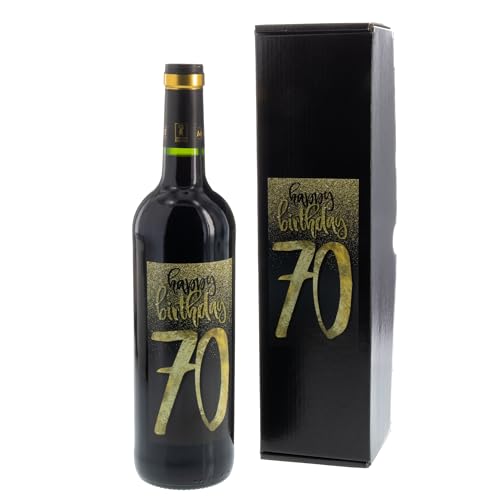 Bull & Bear Wein-Geschenk"Happy Birthday 70", Geschenk zum 70. Geburtstag, Rotwein 14%, Merlot von Bull & Bear