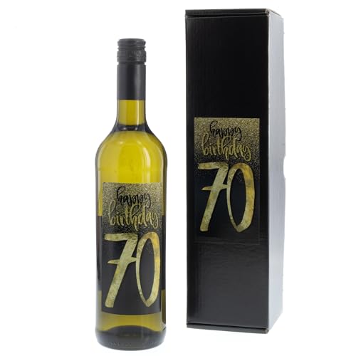 Bull & Bear Wein-Geschenk "Happy Birthday 70", Geschenk zum 70. Geburtstag, Weisswein 13%, trocken von Bull & Bear