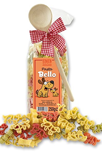 Bull & Bear bunte Hunde Nudeln, 250g, Motivnudeln aus Hartweizengrieß, handgefertigt in deutscher Manufaktur, Pasta Geschenk, inkl. Holzlöffel von Bull & Bear