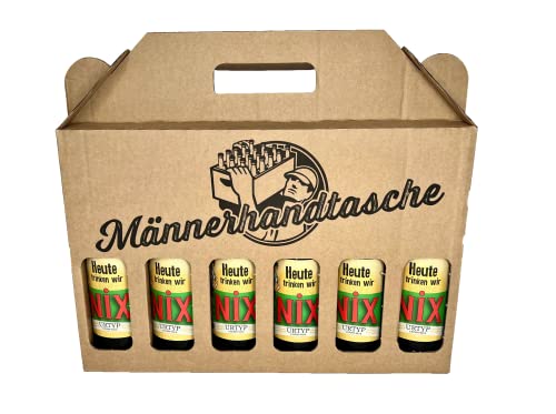 Bull & Bear Männerhandtasche Bier, 6x 0,33l Export Urtyp "Heute trinken wir NiX", 5,1% vol., lustiges Biergeschenk für Männer, Vatertag, Geburtstag Bull & Bear Männerhandtasche Bier, 6x 0,33l Export Urtyp "Heute trinken wir NiX", 5,1% vol., lustiges Biergeschenk für Männer, Vatertag, Geburtstag von Bull & Bear