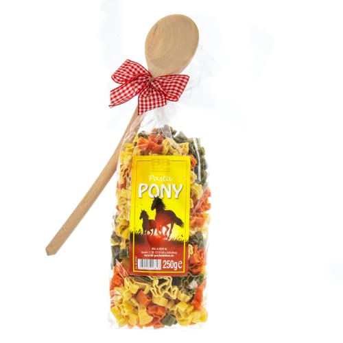 Bull & Bear bunte Pferde Nudeln 250g, Motivnudeln aus Hartweizengrieß, handgefertigt in deutscher Manufaktur, Pasta Geschenk, inkl. Holzlöffel von Bull & Bear