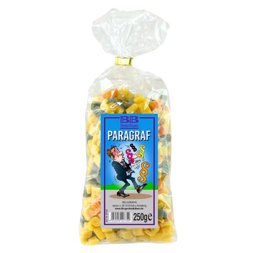 Bull & Bear bunte Paragraf Nudeln, 250g, Motivnudeln aus Hartweizengrieß, handgefertigt in deutscher Manufaktur, Pasta Geschenk von Bull & Bear