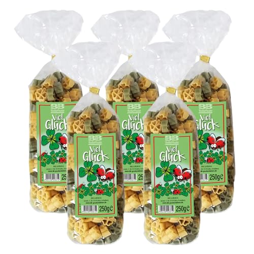 Bull & Bear bunte Kleeblatt Nudeln, 5x 250g, Motivnudeln aus Hartweizengrieß, handgefertigt in deutscher Manufaktur, Pasta Geschenk Bull & Bear bunte Kleeblatt Nudeln, 5x 250g, Motivnudeln aus Hartweizengrieß, handgefertigt in deutscher Manufaktur, Pasta Geschenk von Bull & Bear