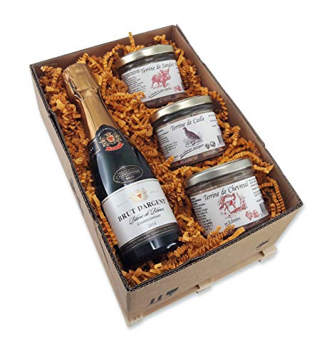Bull & Bear Geschenkbox Mini Palette 'Hors-d'oeuvres' mit 0,2l Sekt Brut d'Argent und 3 Terrinen Reh, Wildschwein und Wachtel, Geschenkset Frankreich von Bull & Bear