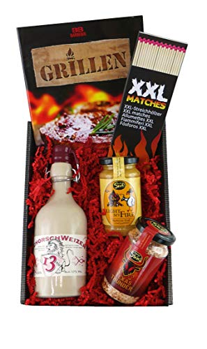Bull & Bear Grill Geschenkset mit Bier, BBQ Senf, Gewürzmischung, Grillbuch und Streichhölzern, Grillzubehör Männer Geschenk zum Geburtstag, Vatertag von Bull & Bear