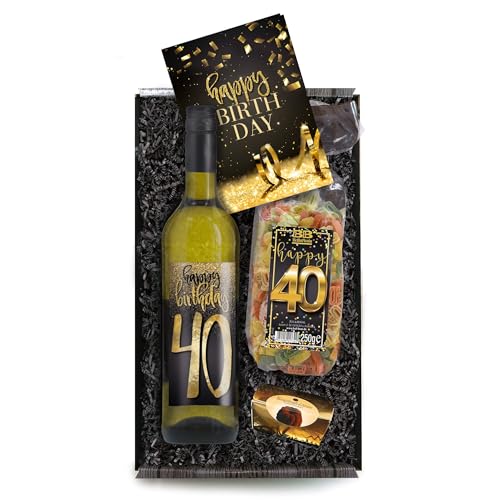 Bull & Bear Geschenkbox "Happy Birthday 40", Set mit Weisswein und Geburtstagskarte, Geschenk zum 40. Geburtstag Bull & Bear Geschenkbox "Happy Birthday 40", Set mit Weisswein und Geburtstagskarte, Geschenk zum 40. Geburtstag von Bull & Bear
