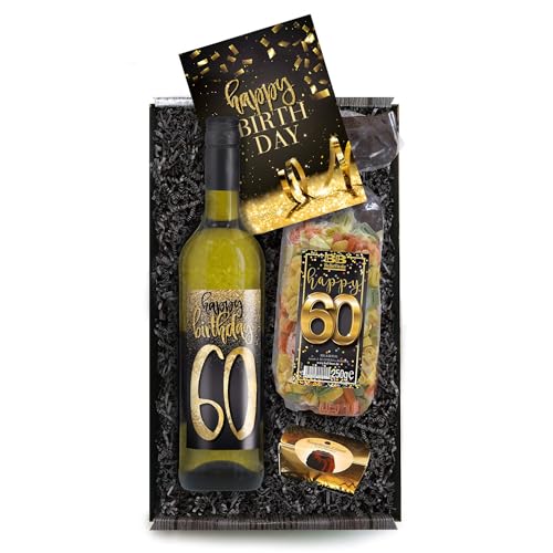 Bull & Bear Geschenkbox "Happy Birthday 60", Set mit Weisswein, Nudeln und Geburtstagskarte, Geschenk zum 60. Geburtstag Bull & Bear Geschenkbox "Happy Birthday 60", Set mit Weisswein, Nudeln und Geburtstagskarte, Geschenk zum 60. Geburtstag von Bull & Bear