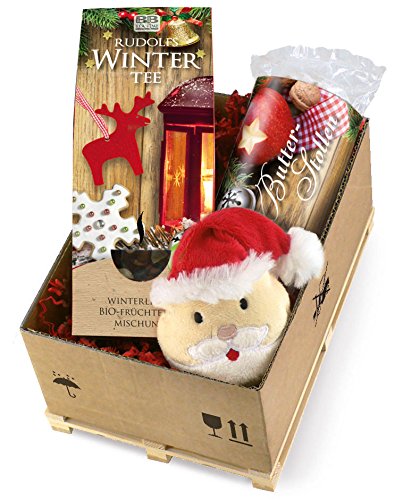 Bull & Bear Mini-Geschenk-Palette Weihnachten, Geschenkset aus Bio-Wintertee, Santa-Bildschirmreiniger und Butterstollen von Bull & Bear