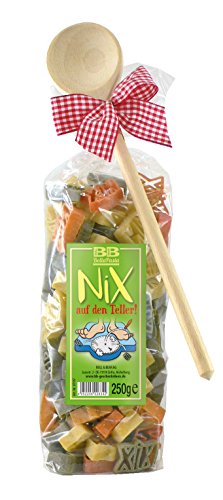 Bull & Bear Pasta Präsent bunte “Diät”-Nudeln “Nix auf dem Teller” 250g, Motivnudeln handgefertigt, Geschenk von Bull & Bear