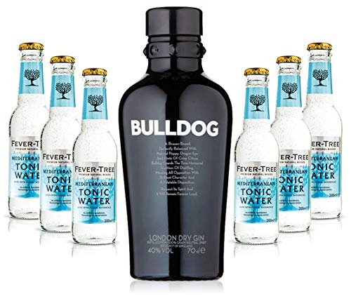 Gin Tonic Set - Bulldog Gin 0,7l 700ml (40% Vol) + 6x Fever Tree Mediterranean Tonic Water 200ml - Inkl. Pfand MEHRWEG von Bulldog-Bulldog