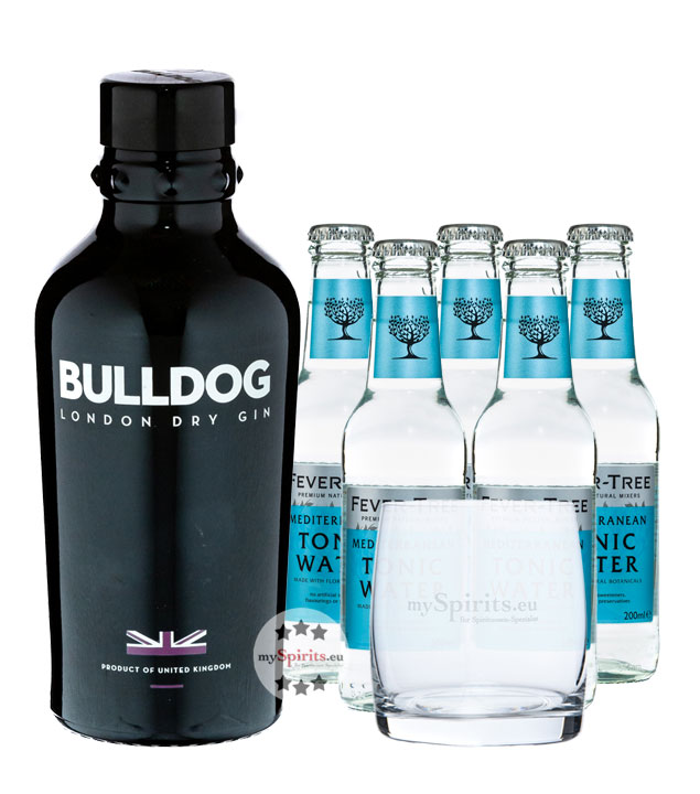 Bulldog Gin & Fever-Tree Tonic Set + Glas (40 % vol., 1,7 Liter) von Bulldog Gin
