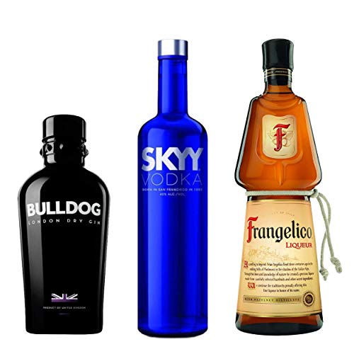 Spirituosen 3er Set - Bulldog Gin (1 x 0,7 l) + Skyy Vodka (1 x 0,7 l) + Frangelico Haselnusslikör (1 x 0,7 l) von Bulldog Gin
