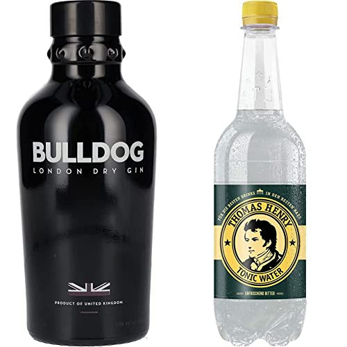 Bulldog Gin London Dry Gin aus 12 Botanicals aus 8 verschiedenen Ländern (1 x 0.7 l) & Thomas Henry Tonic Water EINWEG, 6 x 750ml von Bulldog