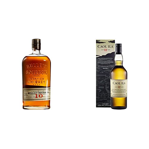 Bulleit 10 Jahre Bourbon | 45% vol | 700ml & Caol Ila 12 Jahre | Islay Single Malt Scotch Whisky | mit Geschenkverpackung | Ausgezeichneter, aromatischer Single Malt | 43% vol | 700ml von Bulleit