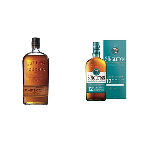 Bulleit Bourbon Frontier American Whiskey | 45% vol | 700ml & The Singleton 12 Jahre | Single Malt Scotch Whisky | mit Geschenkverpackung | Preisgekrönter, aromatischer Bestseller | 43% vol | 700ml von Bulleit