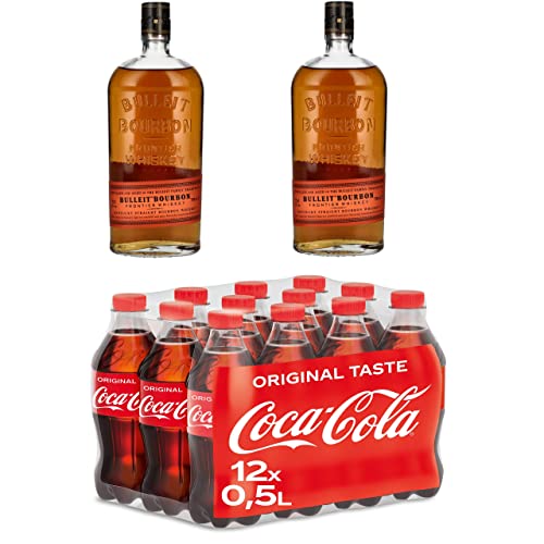 Bulleit Bourbon Frontier American Whiskey | High Rye Whiskey | 45% vol | 2 x 700ml | Einzelflasche | + Coca-Cola Classic, EINWEG Flasche (12 x 500 ml) von Bulleit