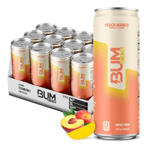 e Energy Drink, Peach Mango - Lightly Carbonated & No Artificial Colors, Natural Caffeine & Citicoline for Energy & Focus, Brain Boost & Workout Sports Beverage - e Energy Drink, Peach Mango - Lightly Carbonated & No Artificial Colors, Natural Caffeine & Citicoline for Energy & Focus, Brain Boost & Workout Sports Beverage - von Bum Energy