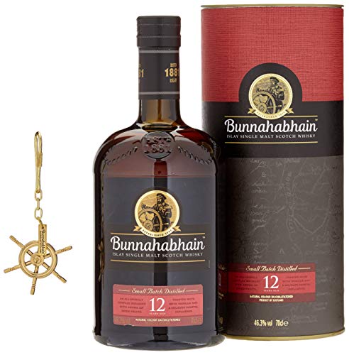 Bunnahabhain 12 Jahre Islay Single Malt Scotch Whisky mit Schlüsselanhänger (1 x 0,7l) von Bunnahabhain