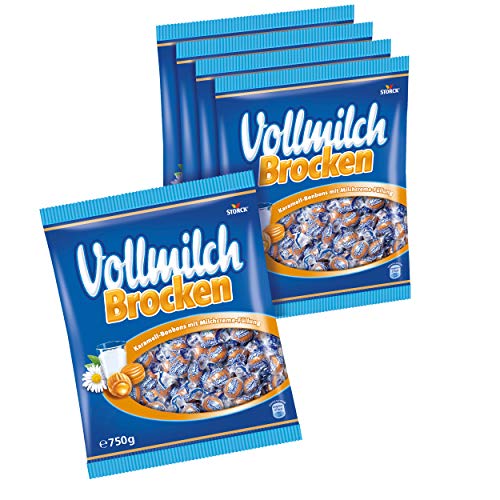 Bunte Welt Vollmilch Brocken (5 x 750g) / Karamellbonbons mit Füllung aus Vollmilch Creme von Bunte Welt