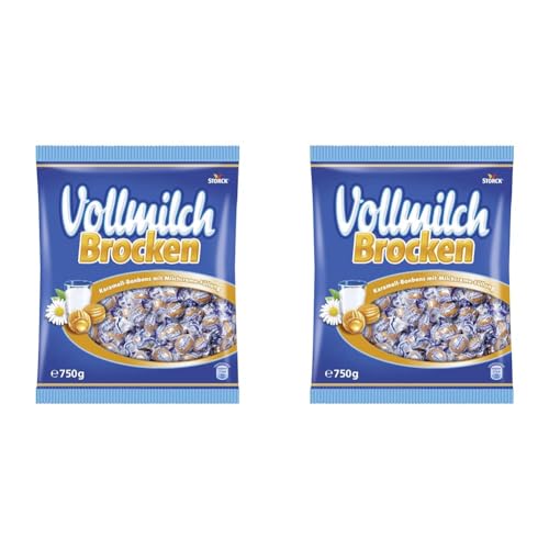 Bunte Welt Vollmilch Brocken – 1 x 750g Vorratspackung – Karamellbonbons mit Milchcreme-Füllung (Packung mit 2) von Bunte Welt