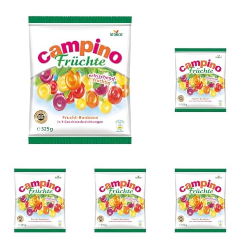 Campino Früchte – 5 x 325g – Leckere Fruchtbonbons in vier verschiedenen Sorten von Bunte Welt