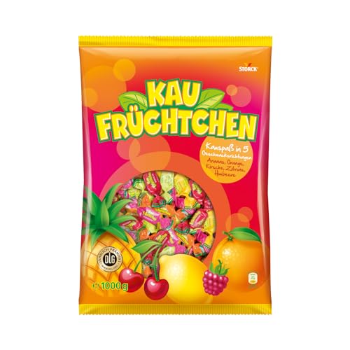 Kaufrüchtchen – 1 x 1000g Vorratspackung – Kaubonbons in fünf fruchtigen Geschmacksrichtungen von Bunte Welt