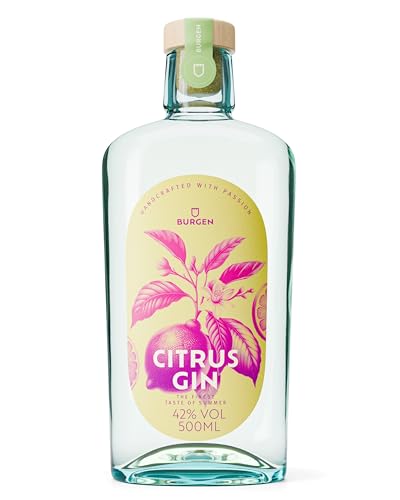 Burgen Citrus Gin 42% vol. - Mediterraner Genuss, Frischer Zitrusgeschmack, 0,5L Premium Gin für Cocktails und Longdrinks von Burgen Drinks