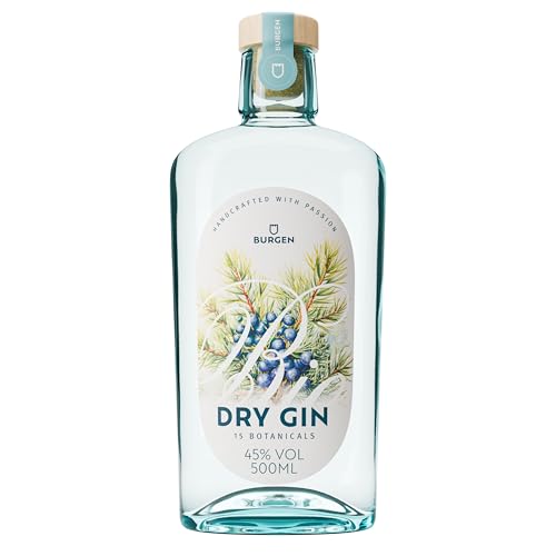 Burgen Drinks Dry Gin Bio klassisch fruchtig mit Wacholder, Orange, Grapefruit & Lavendel (1 x 0.5 l) von Burgen Drinks