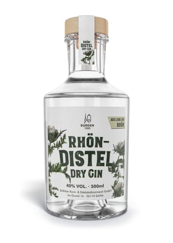 Burgen Rhöndistel Dry Gin – 40% Vol., 0,5l – Sanfter und milder Geschmack, Aus Liebe zur Rhön von Burgen Drinks