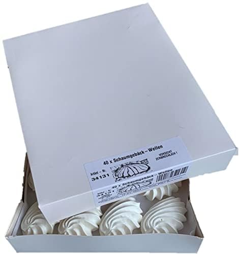 Busch Quality Meringues, feines Wellen Schaumgebäck mit Vanillegeschmack, weißer Baisers, 40 Stück, 1 Stück (40er Pack) von Busch Quality Meringues