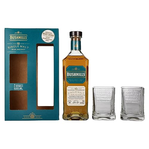 Bushmills 10 Years Old Single Malt Irish Whiskey mit Glas in der Geschenkbox (1 x 0,7 l) - dreifach destillierter 100% Malt Whisky von Bushmills