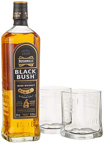 Bushmills BLACK BUSH Irish Whiskey mit Geschenkverpackung mit 2 Gläsern (1 x 0.7 l) von Bushmills
