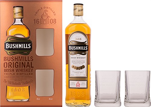 Bushmills Original Irish Whiskey Triple Distilled mit Geschenkverpackung mit 2 Gläser (1 x 1 l) von Bushmills
