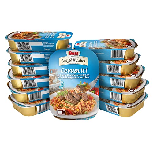 Buss Freizeitmacher Cevapcici mit Reis und Gemüse vom Balkan - Fertiggerichte zum Aufwärmen in Mikrowelle & Topf - Schnell & Einfach Zubereitet - 12 x 300g Buss Freizeitmacher Cevapcici mit Reis und Gemüse vom Balkan - Fertiggerichte zum Aufwärmen in Mikrowelle & Topf - Schnell & Einfach Zubereitet - 12 x 300g von Buss