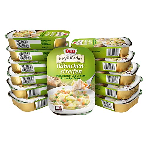 Buss Hähnchenstreifen mit Kartoffeln und Gemüse in cremiger Sauce - 12 x 300 g, 300g (12er Pack) von Buss