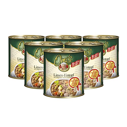 Buss Omi’s klassischer Linseneintopf - Würzig leckerer Suppentopf mit Linsen und magerem Schweinefleisch - Schnelle Fertiggerichte zum Aufwärmen in Mikrowelle & Topf - 6 x 800g Buss Omi’s klassischer Linseneintopf - Würzig leckerer Suppentopf mit Linsen und magerem Schweinefleisch - Schnelle Fertiggerichte zum Aufwärmen in Mikrowelle & Topf - 6 x 800g von Buss