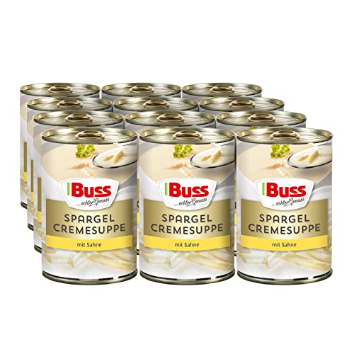 Buss Spargelcremesuppe - Besonders cremige Spargelsuppe verfeinert mit Sahne - 12 x 400 g von Buss