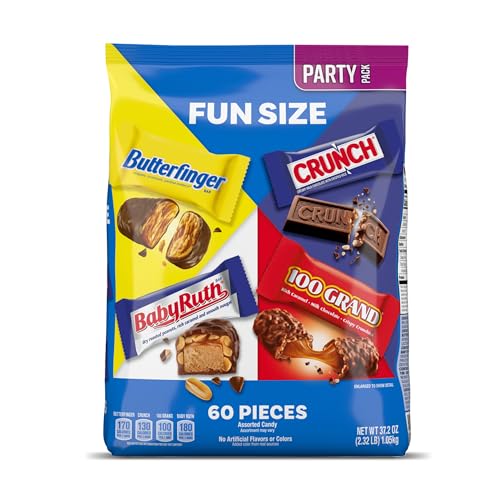 Butterfinger, Crunch Baby Ruth und 100 Grand, verschiedene Schokoladenriegel, lustige Größe, tolle Feiertagsleckereien, 1,054 ml, 60 Stück Butterfinger, Crunch Baby Ruth und 100 Grand, verschiedene Schokoladenriegel, lustige Größe, tolle Feiertagsleckereien, 1,054 ml, 60 Stück von Butterfinger