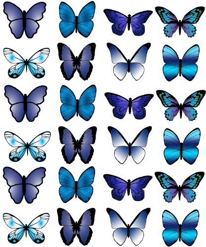 Tortendekoration, essbar, aus Oblatenpapier, vorgestanzt, mittlere Größe, Schmetterlings-Motiv, Blau, B27 von Butterflies 21