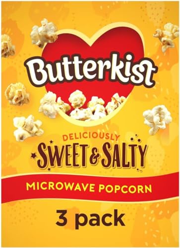 Butterkist Süßes und gesalzenes Mikrowellen-Popcorn – 1 Box (3 x 60 g Beutel) – fertig in 3 Minuten – 128 Kalorien pro Portion – glutenfrei, keine künstlichen Farb- oder Geschmacksstoffe, geeignet für Butterkist Süßes und gesalzenes Mikrowellen-Popcorn – 1 Box (3 x 60 g Beutel) – fertig in 3 Minuten – 128 Kalorien pro Portion – glutenfrei, keine künstlichen Farb- oder Geschmacksstoffe, geeignet für von Butterkist