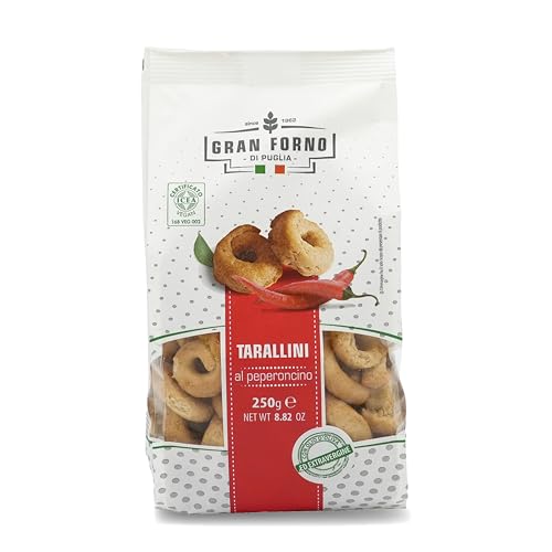 Gran Forno Taralli Peperoni - 250g - knackig-luftiger Snack - Italienischer Knabberartikel - salzige Teigkringel Gran Forno Taralli Peperoni - 250g - knackig-luftiger Snack - Italienischer Knabberartikel - salzige Teigkringel von Buttermilk