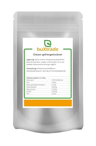 1 kg Gefriergetrocknete Erbsen | Erbsen | Trockenfrüchte | ganze Erbsen | gefriergetrocknet | Buxtrade von Buxtrade