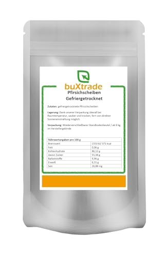 1 kg Gefriergetrocknete Pfirsichscheiben, Pfirsich, Trockenfrüchte, Fruchtscheiben, Buxtrade von Buxtrade