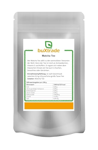 2 x 500 g Matcha Tee Pulver | Grüner Matcha Tea | Grün | Green | gemahlen | Pulver | 1 kg von Buxtrade