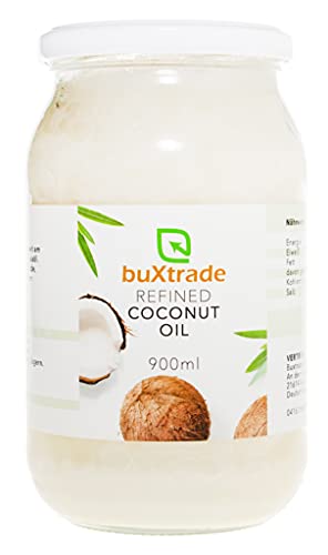 5 Gläser (4,5L) Refined Coconut Oil - Kokosnussöl Öl Kochen Kokosnuss Kokosöl Kokosfett 5x0,9L von Buxtrade