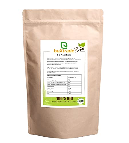 Bio Pinienkerne | Grade A1 | naturbelassen | pflanzlich | fein & aromatisch | Pine Nuts | Nature versch. Größen (1 kg) von Buxtrade